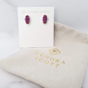 Kendra Scott Ellie Gold Earrings in Amethyst Drusy